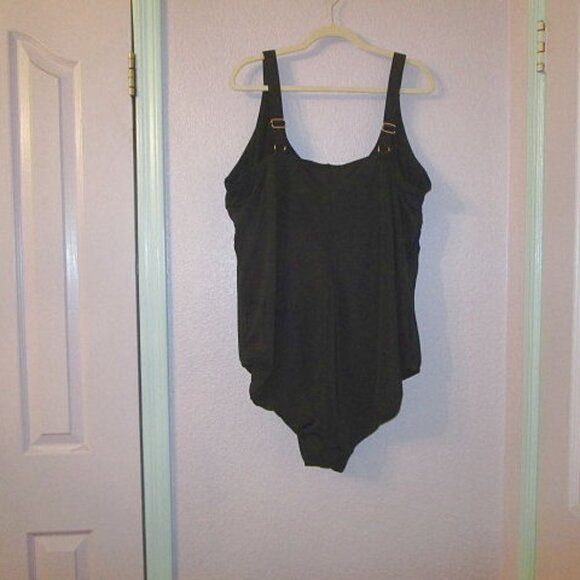 Swimsuits For All Women One Piece Swimsuit Plus Size 28 Black Tummy Control NWT - Picture 4 of 12
